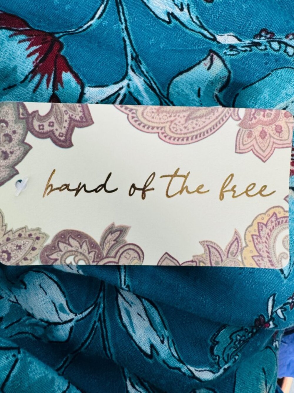 2/$30 New Large Band Of The Free - V Neckline Teal Red Floral Tie-Back Blouse - Picture 9 of 15